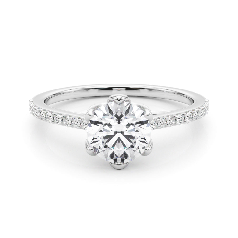 Platinum 1 CT Diamond Engagement Ring, Single Row