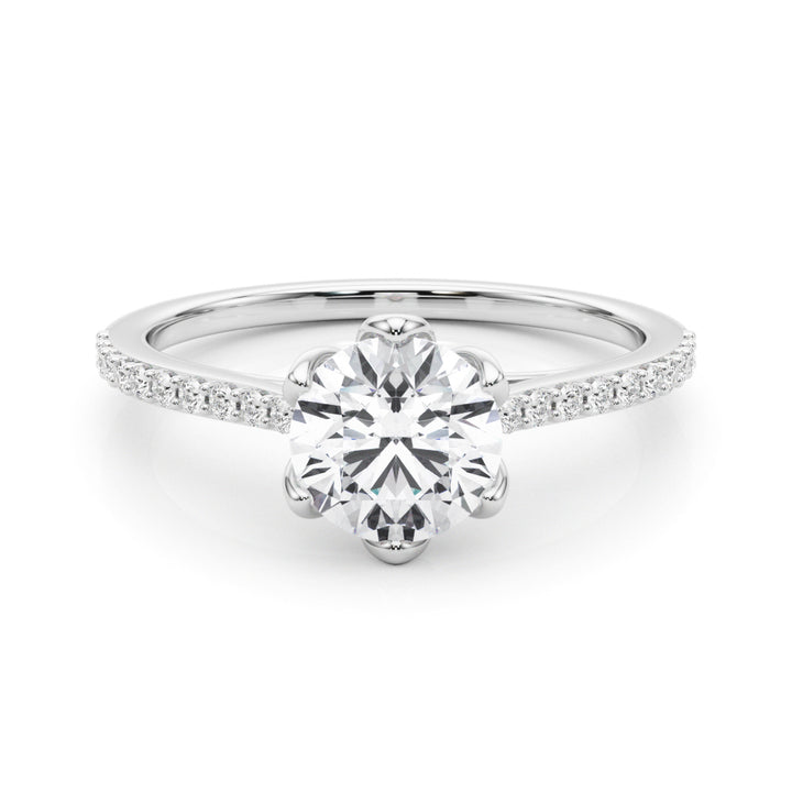 14K White Gold Round Diamond Engagement Ring