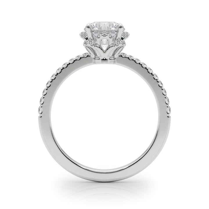 18K White Gold 1.25 ctw Round Diamond Halo Ring