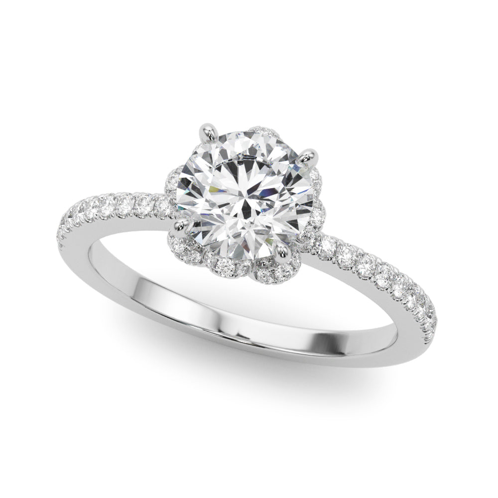 Platinum 1.25 ctw Round Diamond Halo Engagement Ring