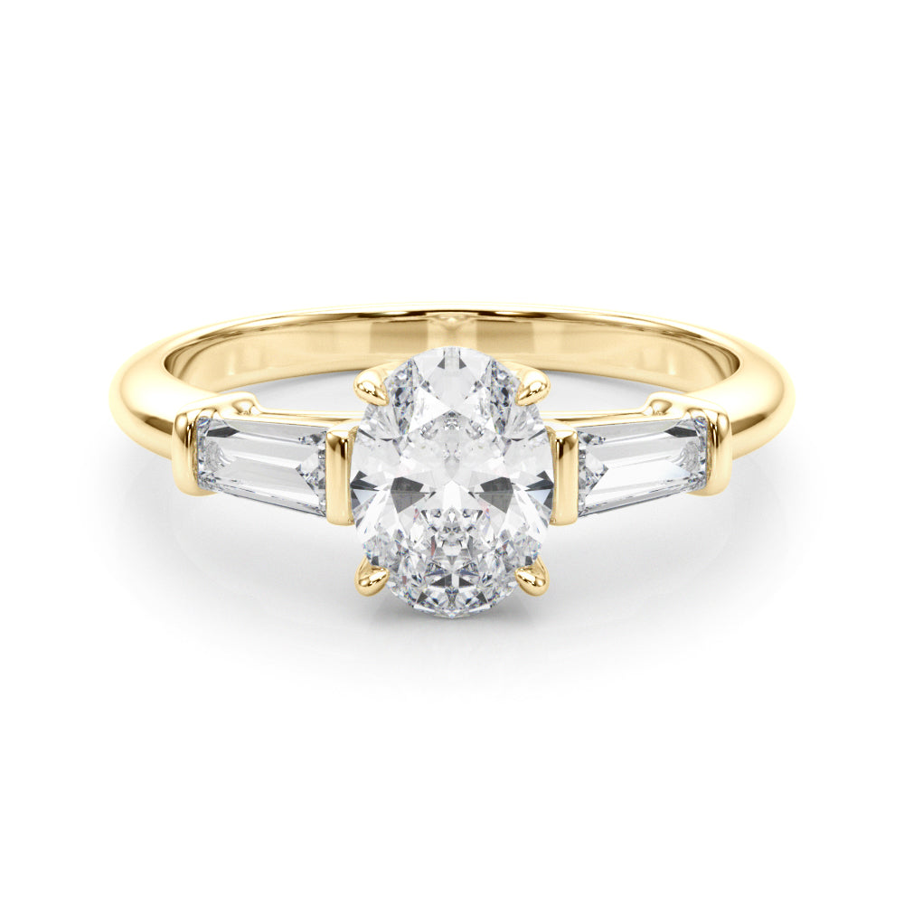 14K Yellow Gold Oval Diamond Engagement Ring