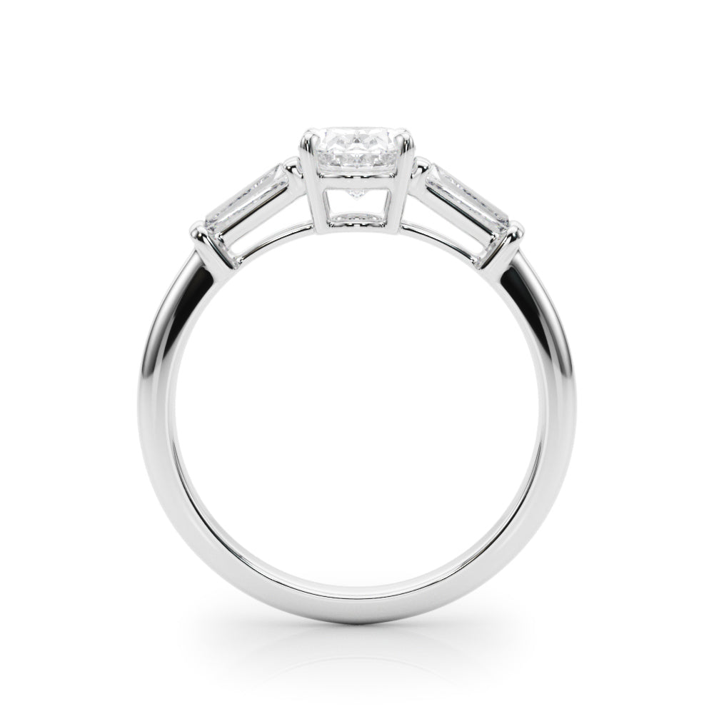 14K White Gold Oval Diamond Engagement Ring