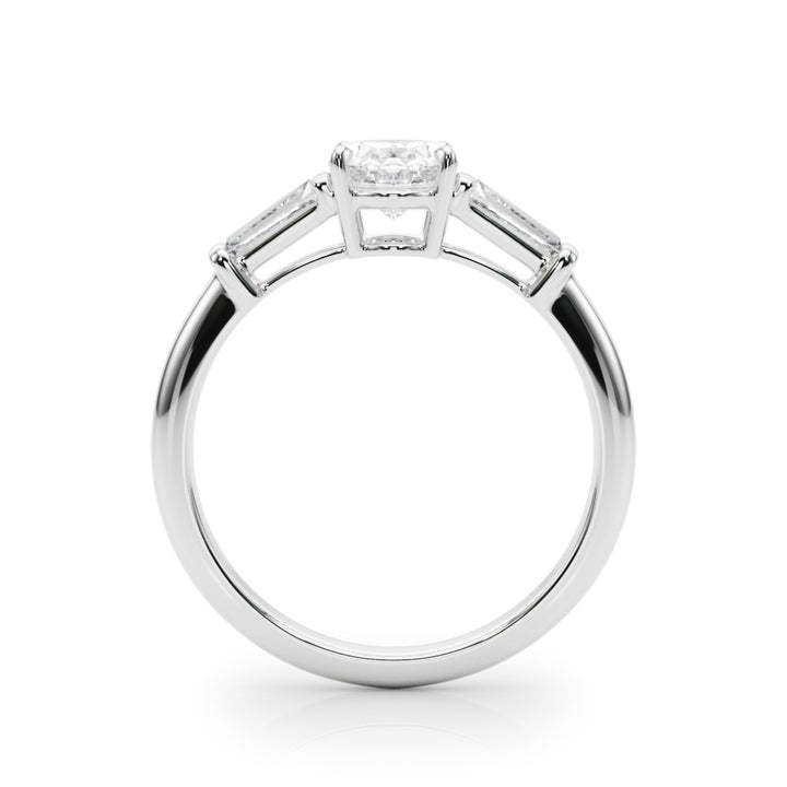 14K White Gold Oval Diamond Engagement Ring