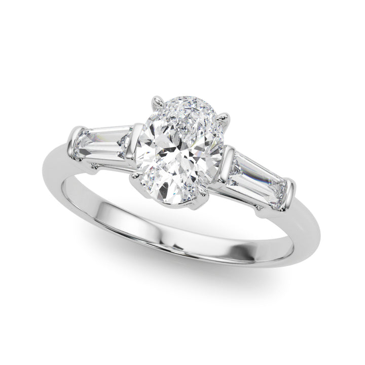 14K White Gold Oval Diamond Engagement Ring