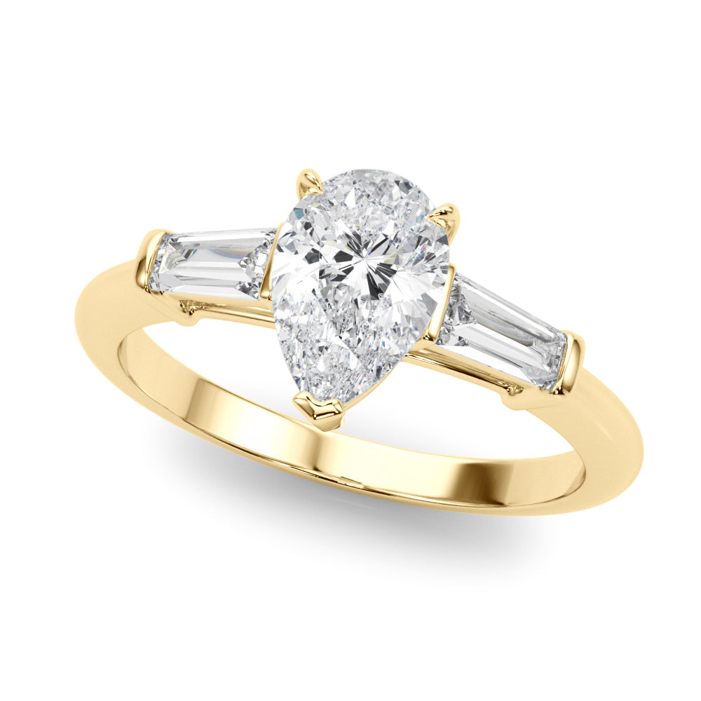 14K Yellow Gold Taper Baguette Diamond Ring