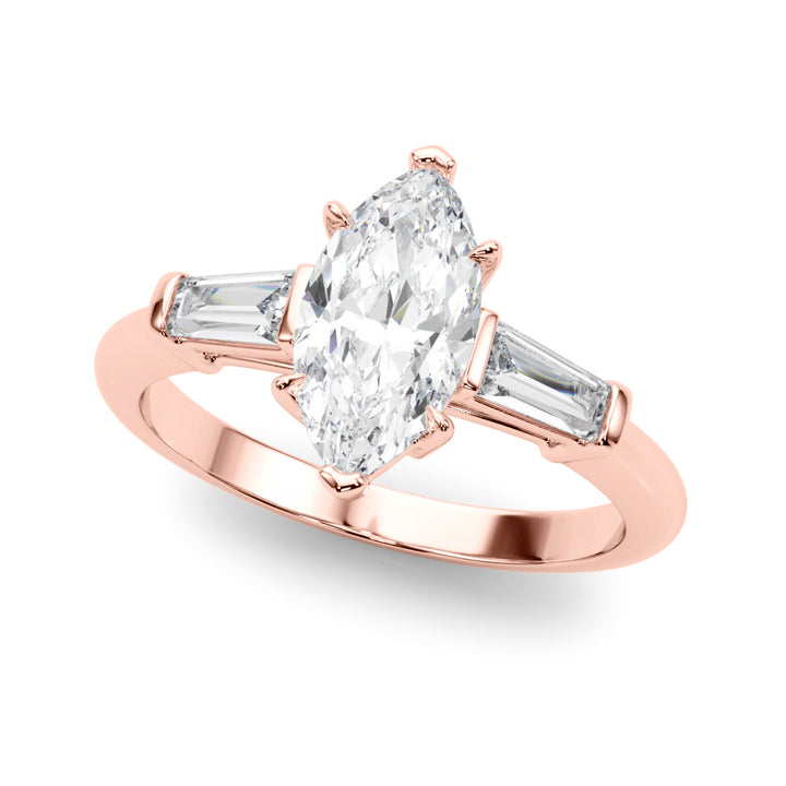 14K Rose Gold Marquise Diamond Engagement Ring