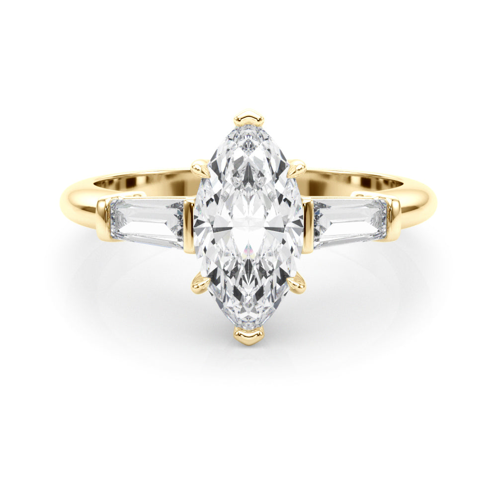 18K Yellow Gold Marquise Diamond Engagement Ring