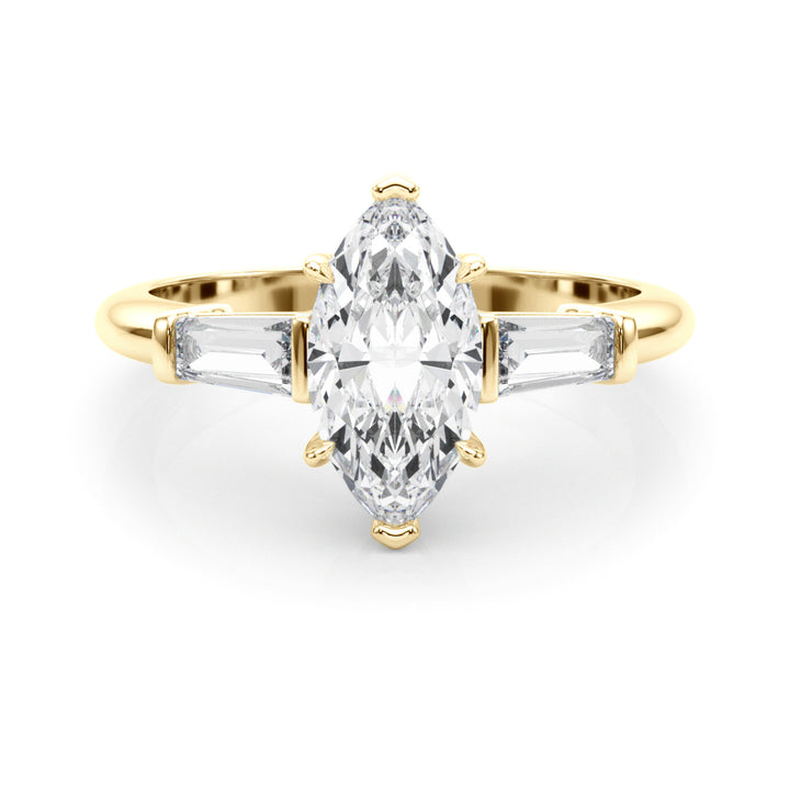 18K Yellow Gold Marquise Diamond Engagement Ring