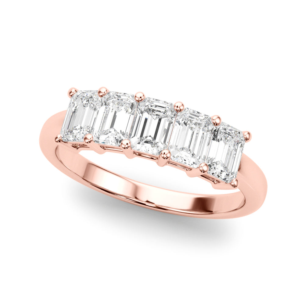18K Rose Gold Emerald Diamond Engagement Ring