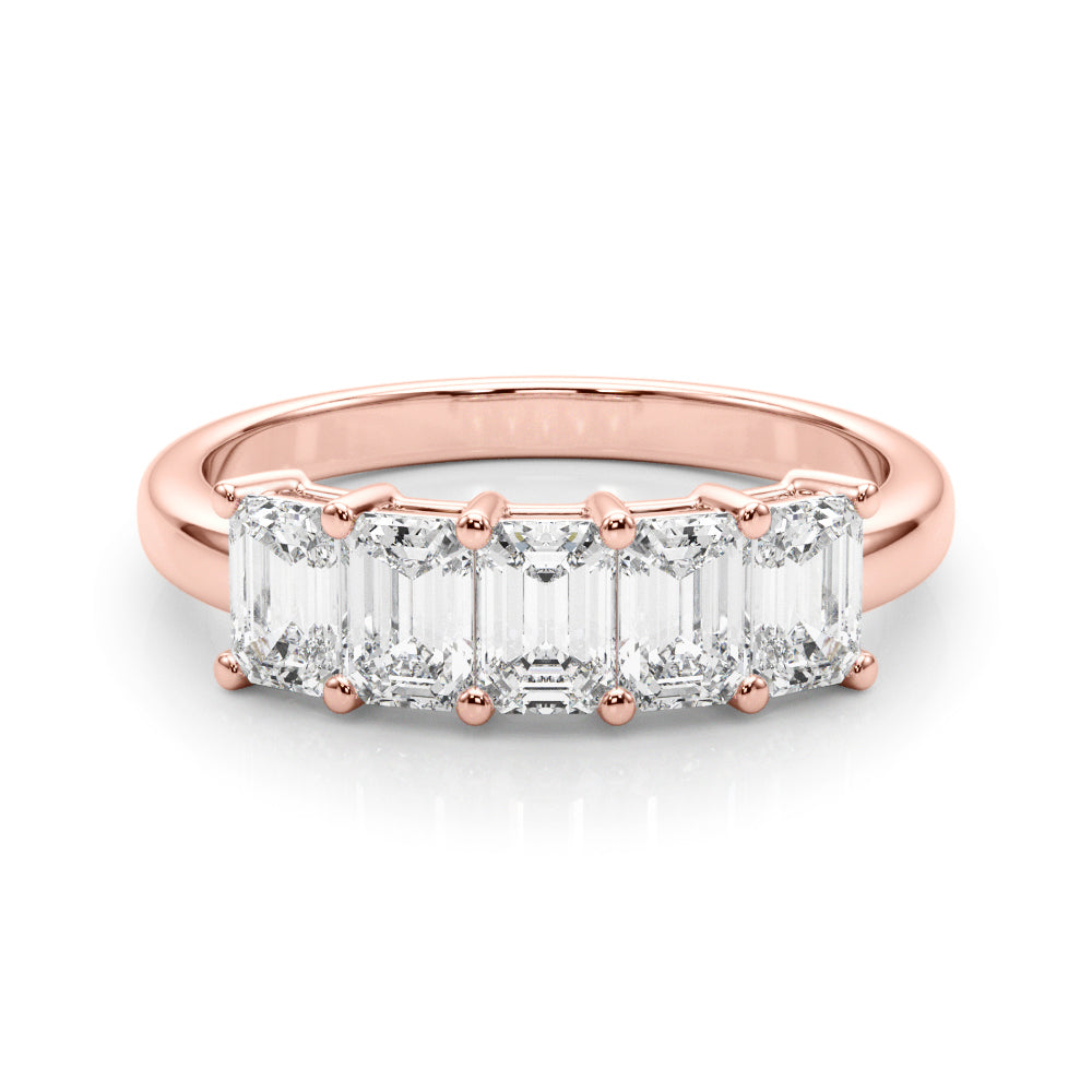 18K Rose Gold Emerald Diamond Engagement Ring