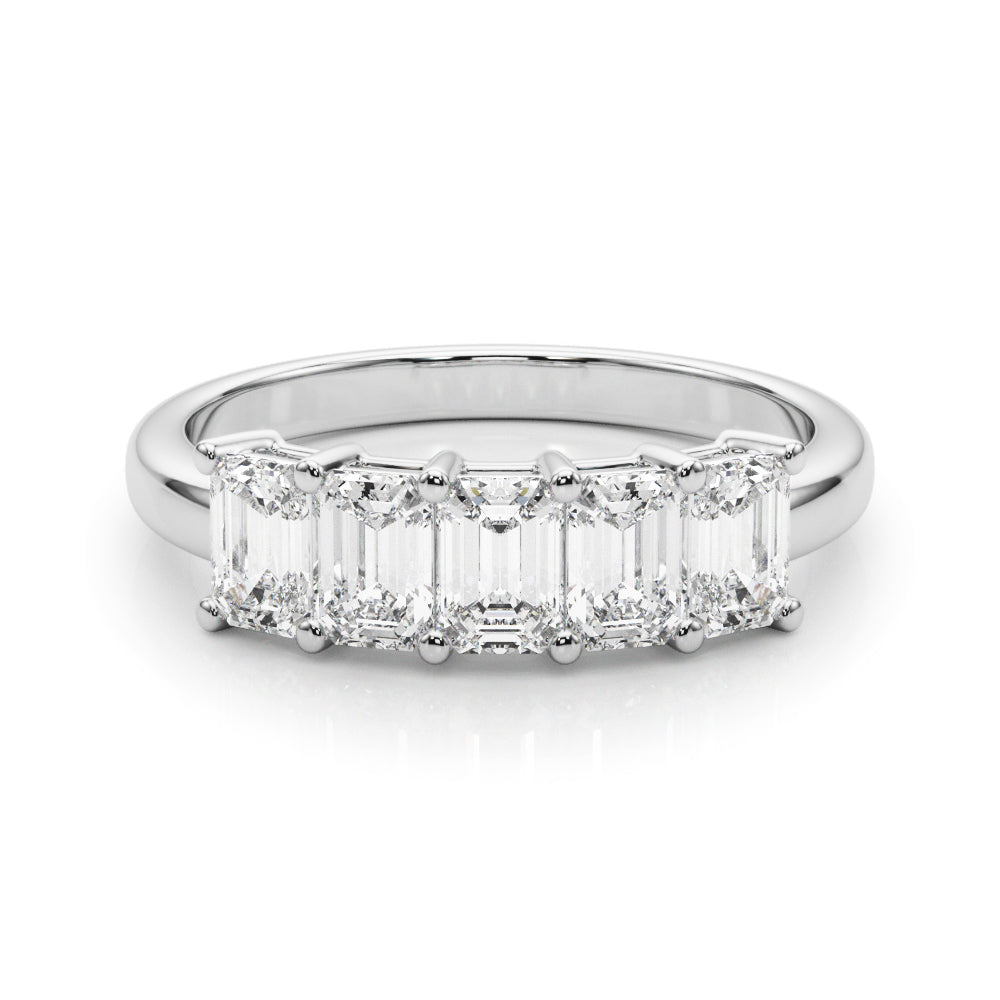 14K White Gold Multi-Stone Emerald Diamond Ring