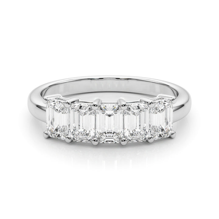 Multi-Diamond Emerald Cut Wedding Ring