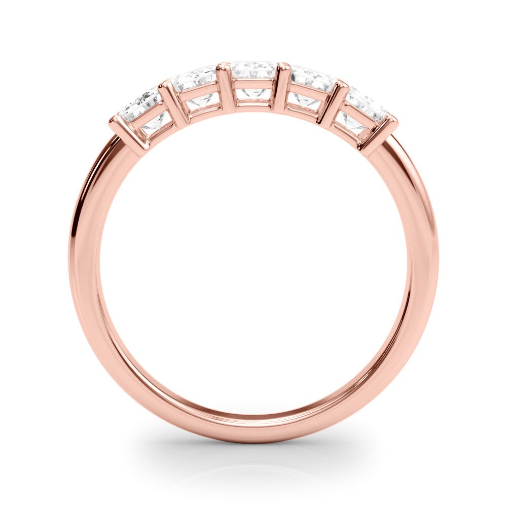14K Rose Gold Emerald Diamond Wedding Ring
