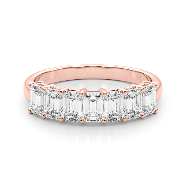 18K Rose Gold Emerald Diamond Wedding Ring