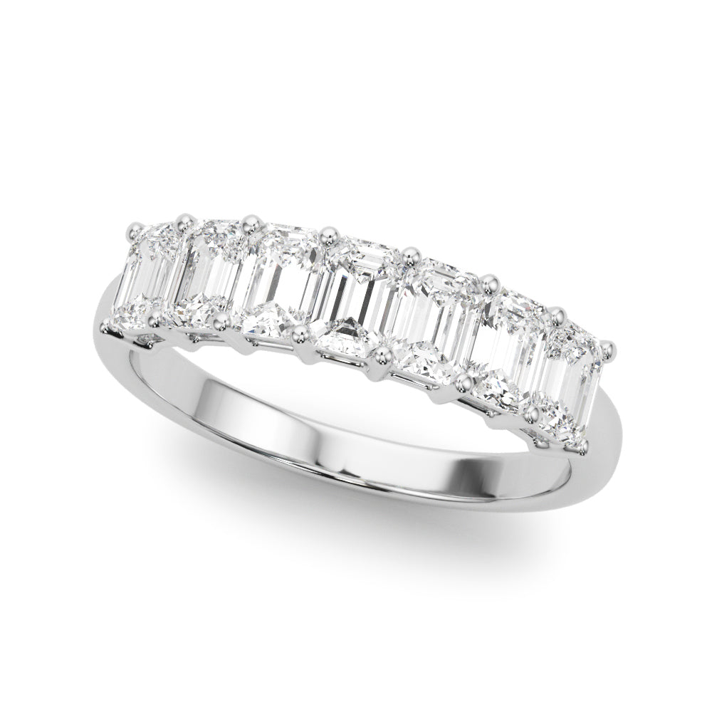 18K White Gold Multi-Diamond Emerald Cut Ring