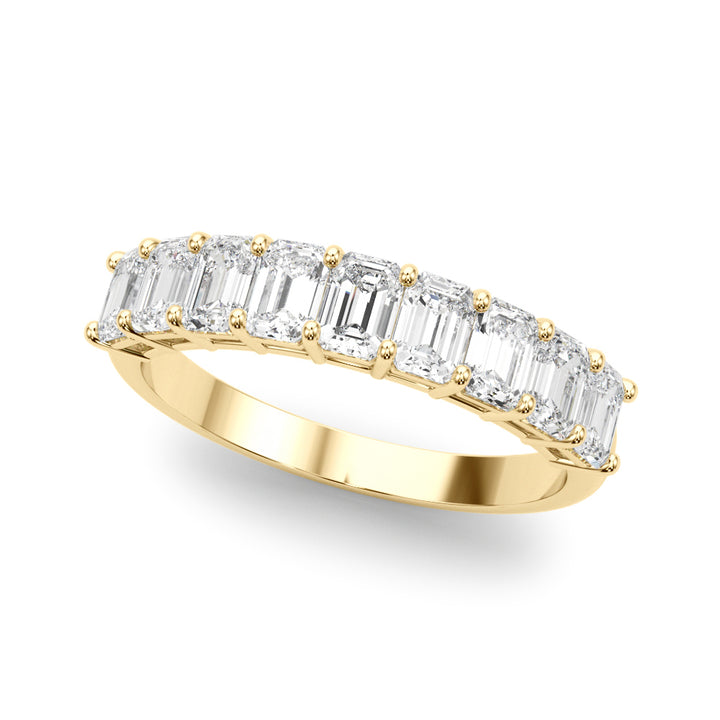 18K Yellow Gold Emerald Diamond Wedding Ring