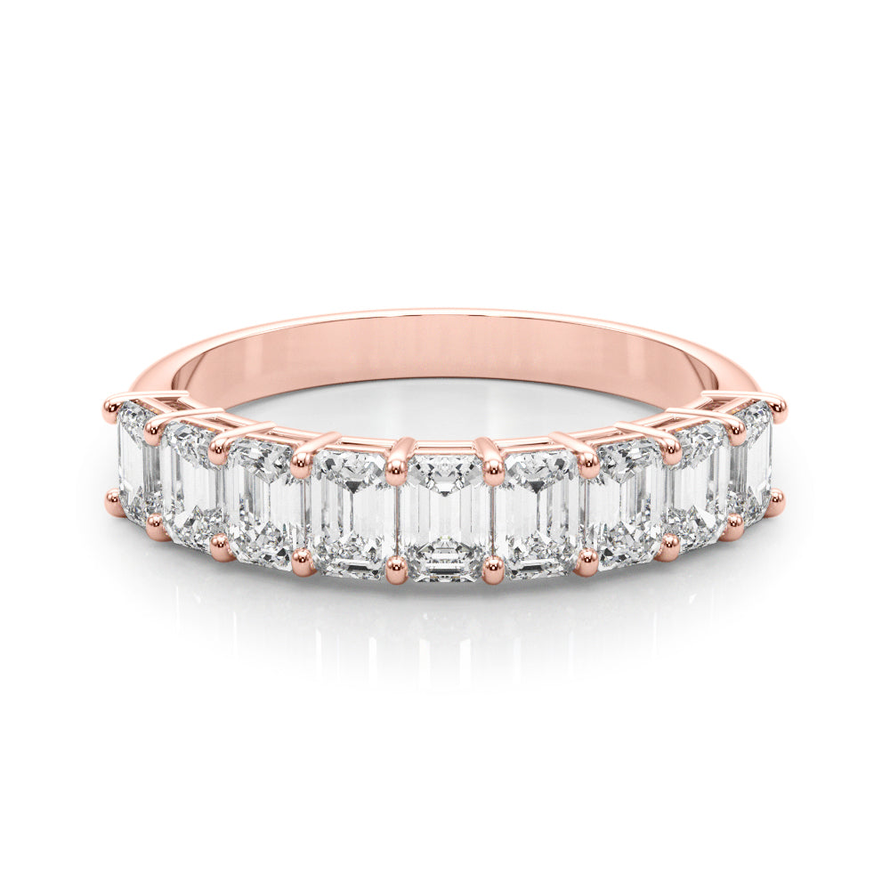 18K Rose Gold Emerald Diamond Wedding Ring