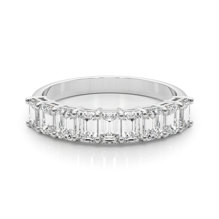 Platinum White Emerald Diamond Engagement Ring