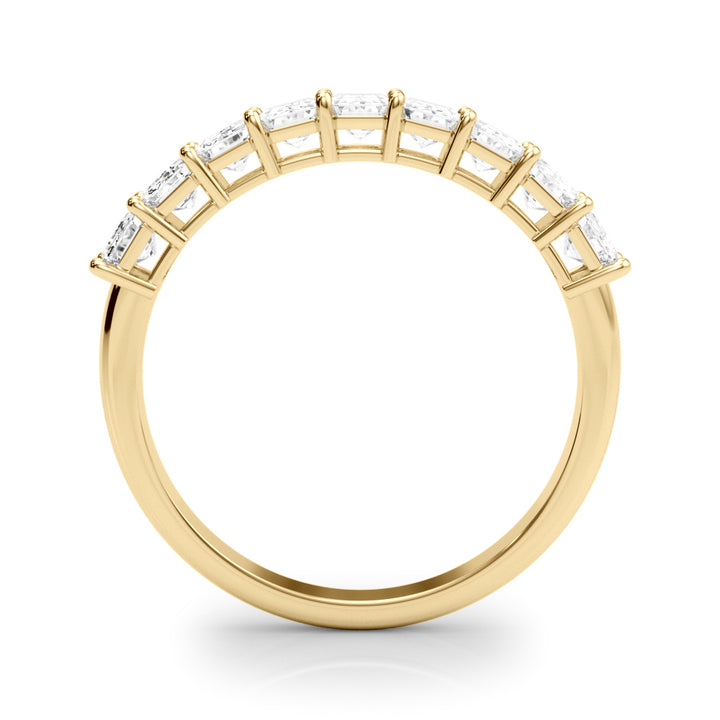 14K Yellow Gold Emerald Diamond Wedding Band