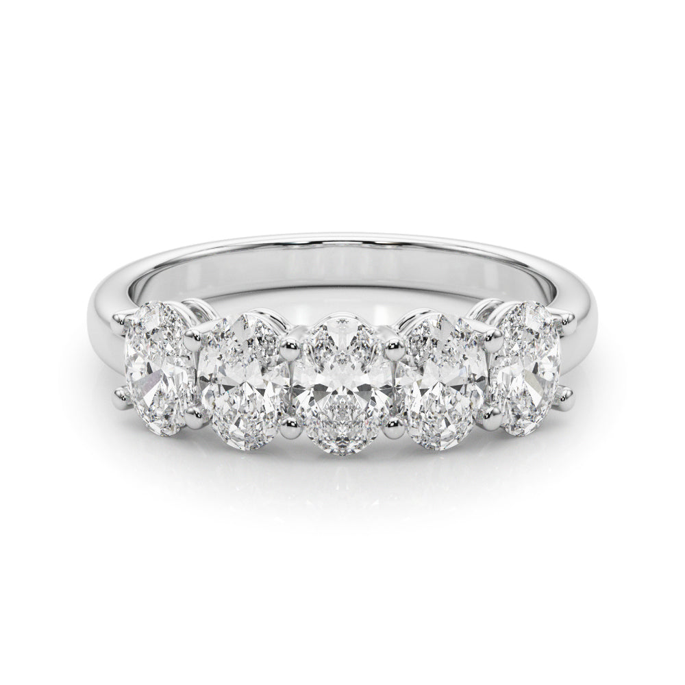 Platinum White Diamond Oval Wedding Ring