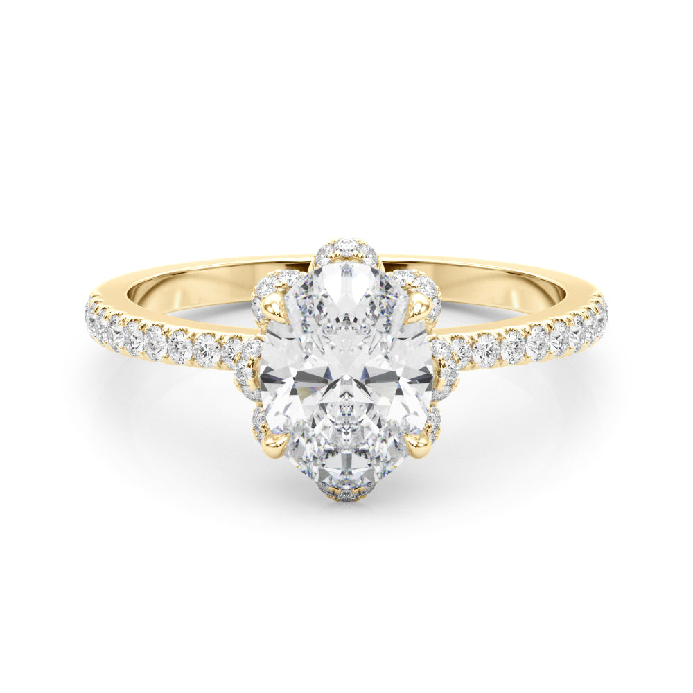 18K Yellow Gold Oval Diamond Engagement Ring with Halo