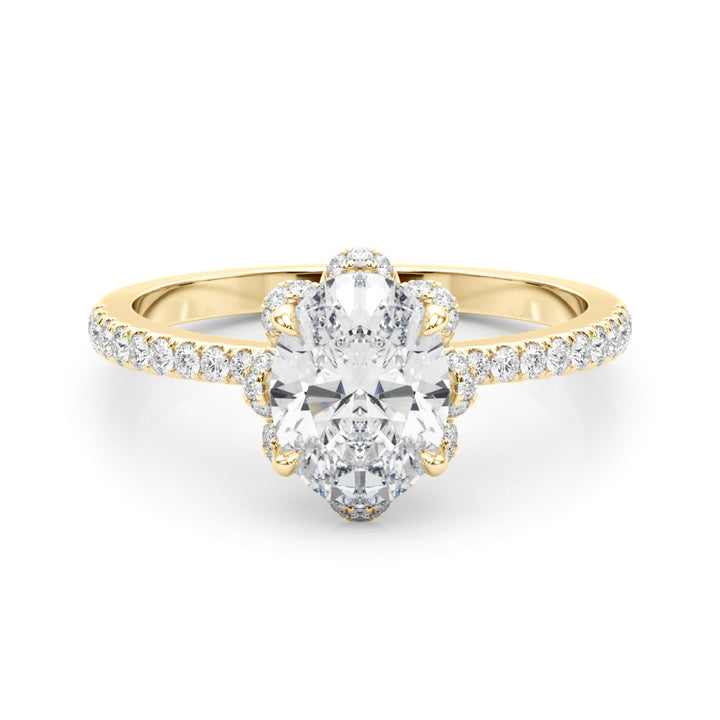 18K Yellow Gold Oval Diamond Engagement Ring with Halo