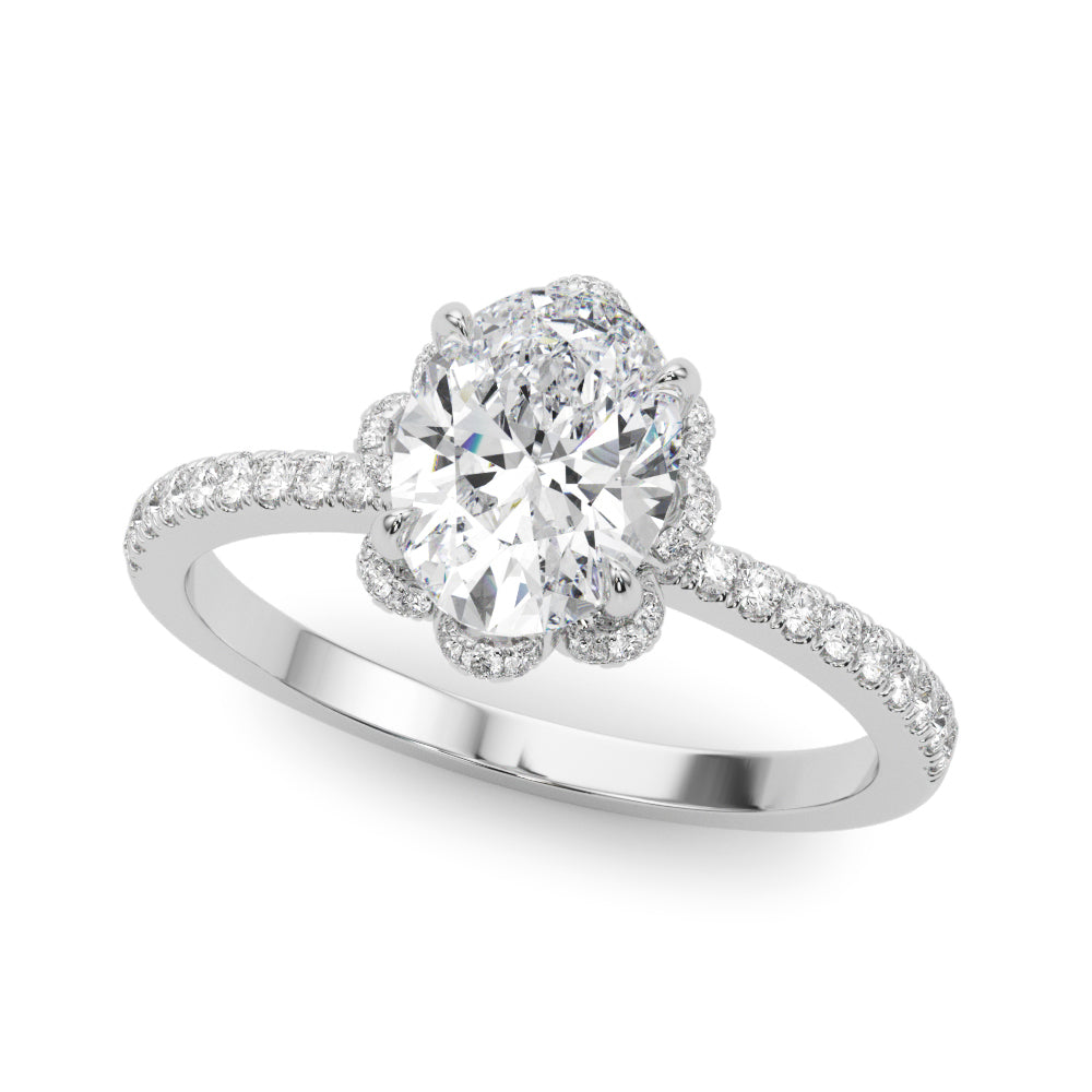 Platinum 1/4 CT Diamond Oval Engagement Ring