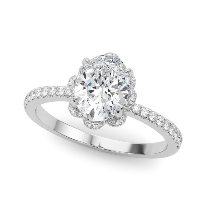 Platinum 1/4 CT Diamond Oval Engagement Ring