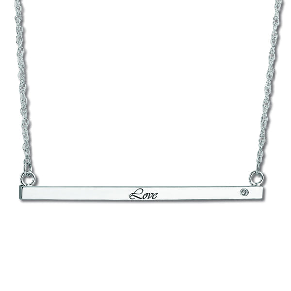 Personalized Diamond Bar Pendant Necklace