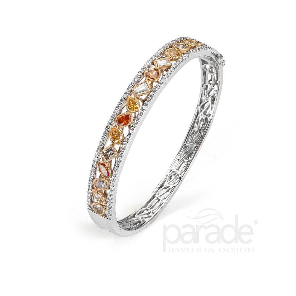 4.04 Carat Fancy Color Diamond Bangle Bracelet