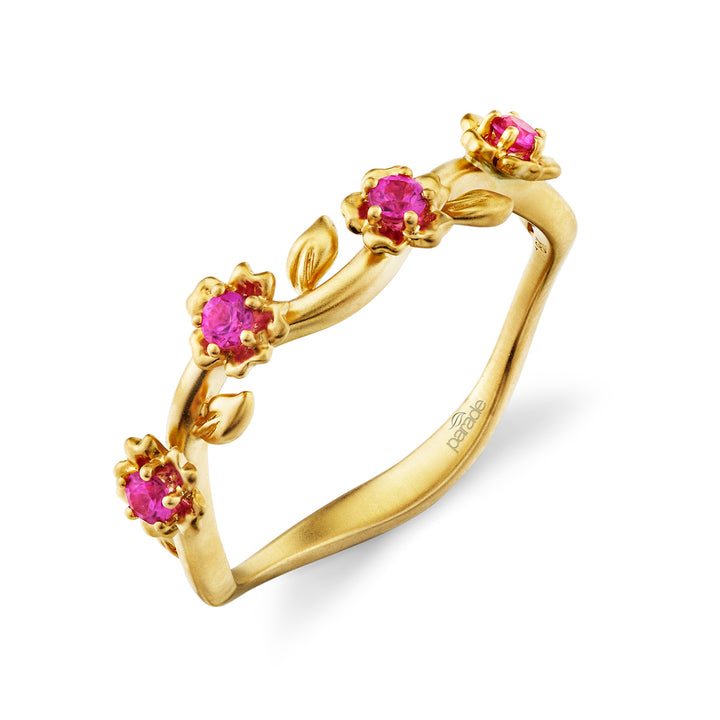 Pink Sapphire Lyria Leaves Band