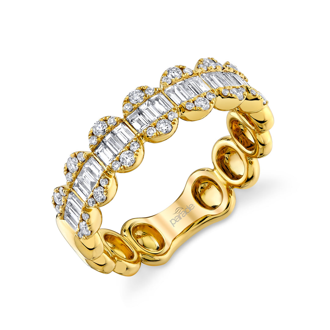 Round & Baguette Diamond Cluster Ring
