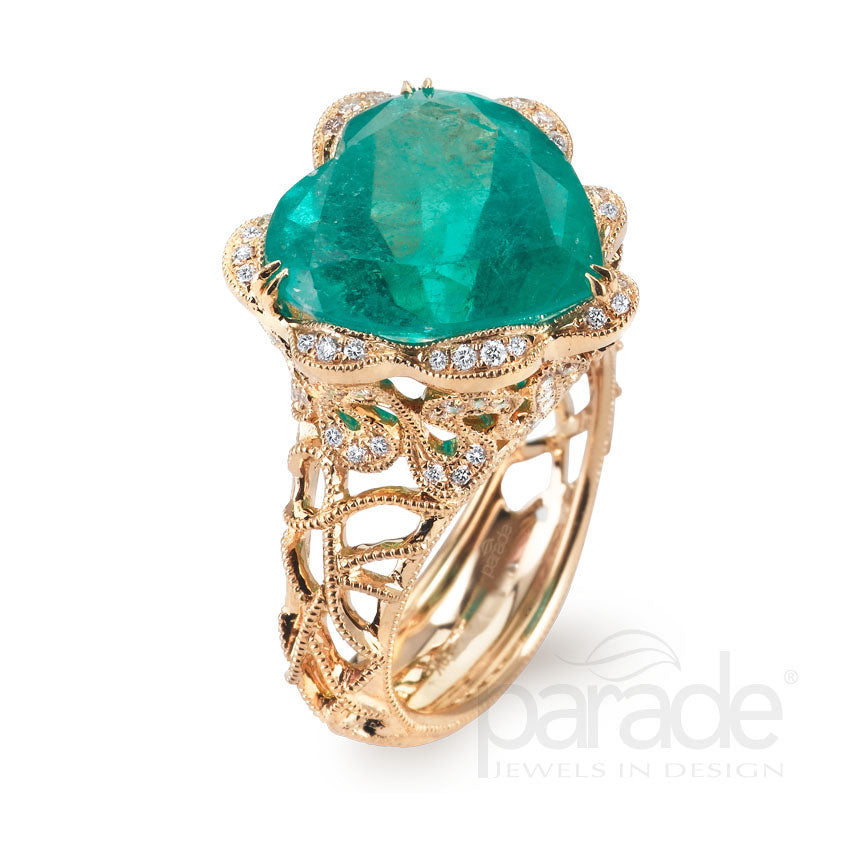 8.13 Carat Emerald & Diamond Filigree Ring