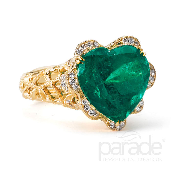 8.13 Carat Emerald & Diamond Filigree Ring