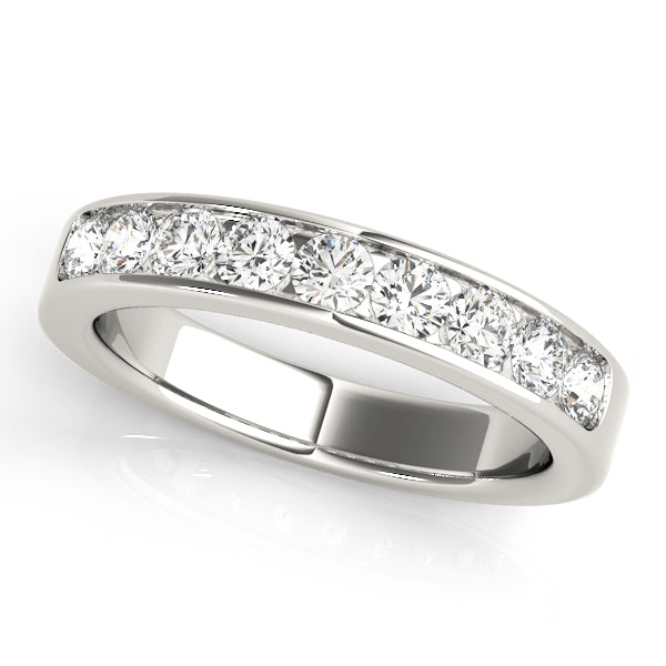 Platinum 9-Stone Round Diamond Wedding Band