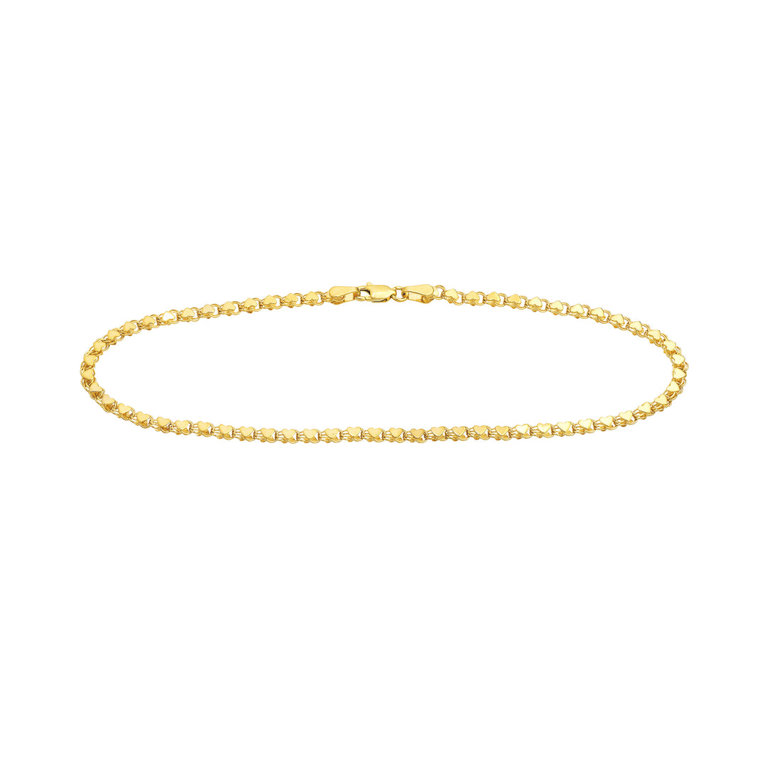 3.0mm Mirror Heart Chain Anklet