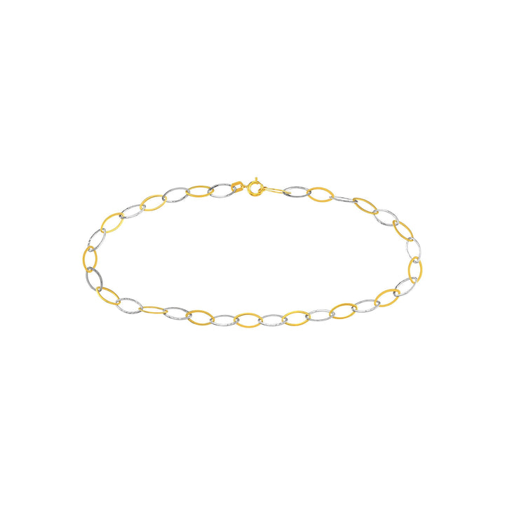 Two-Tone Oval Stamping Link Chain Anklet