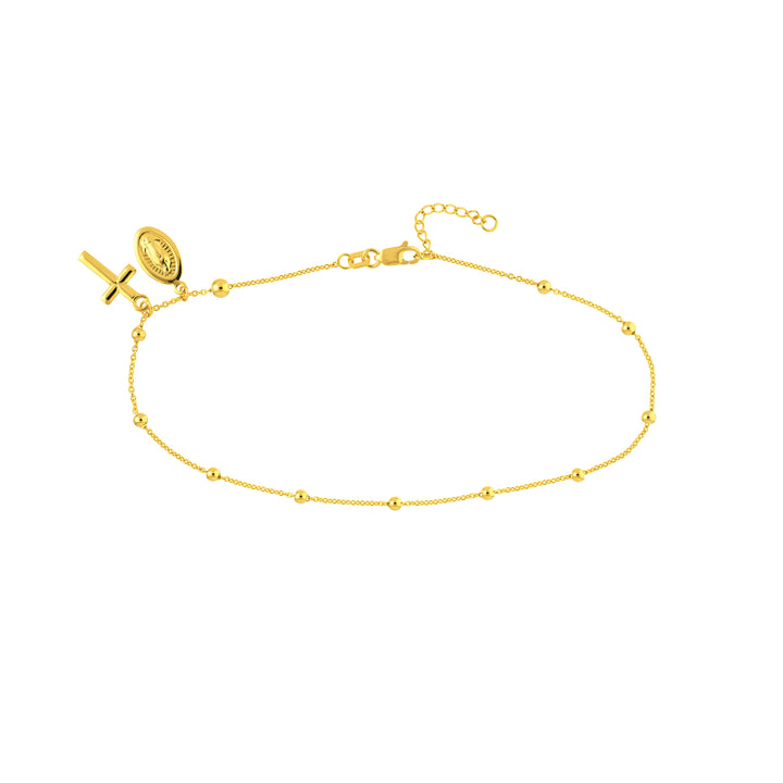 Virgin Mary and Cross Adjustable Anklet