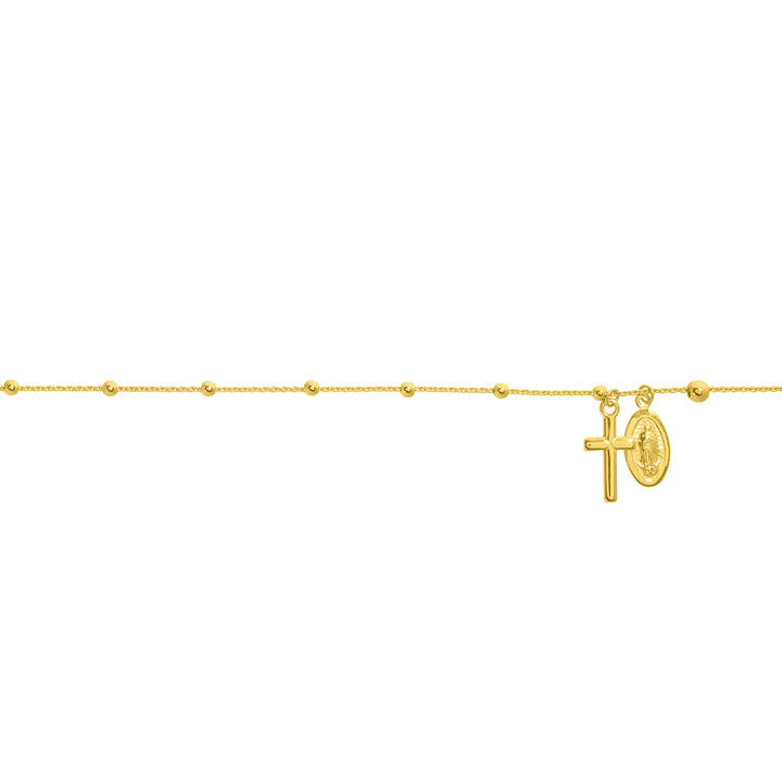 Virgin Mary and Cross Adjustable Anklet
