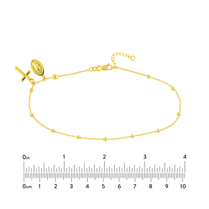 Virgin Mary and Cross Adjustable Anklet
