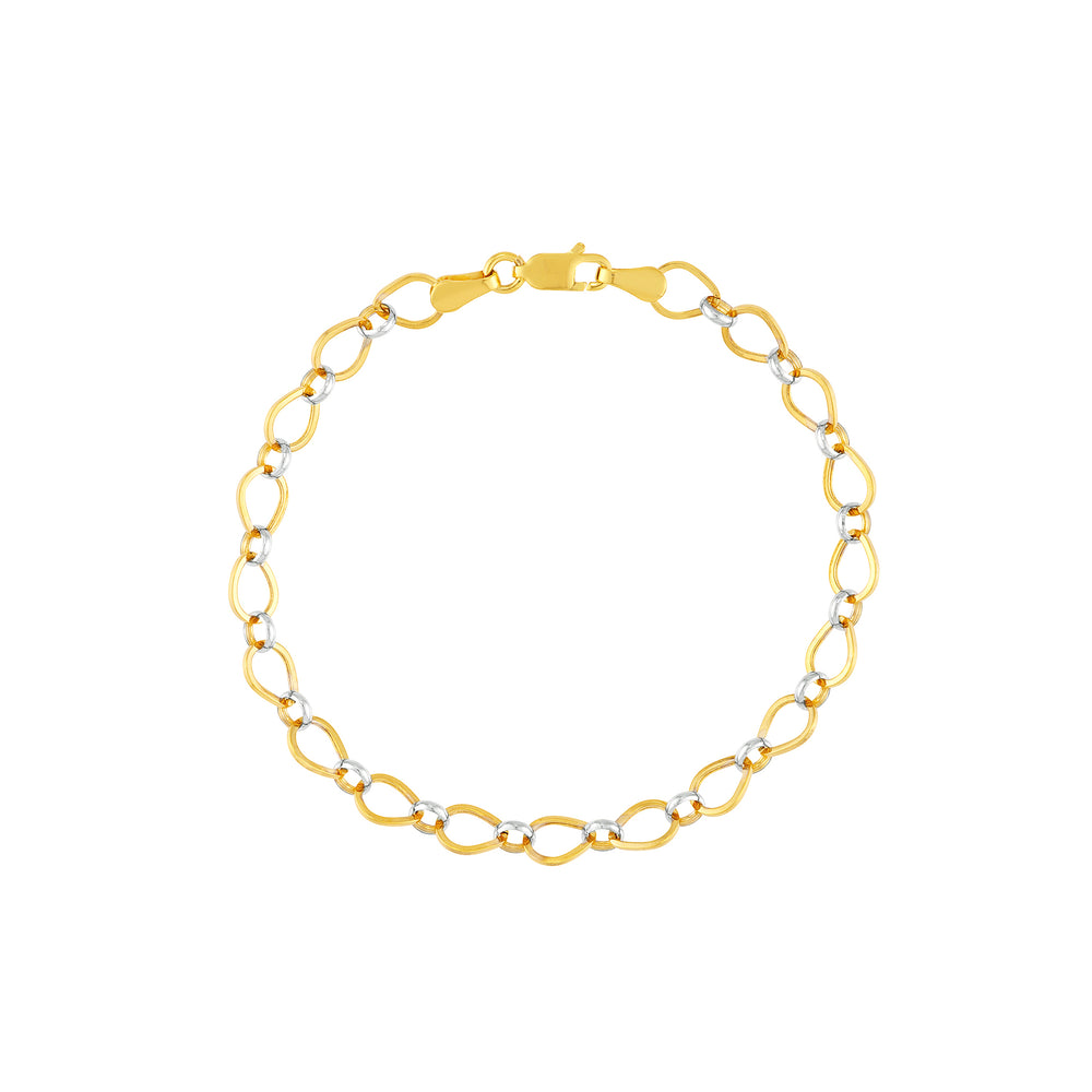 Two-Tone Open Teardrop Link Bracelet