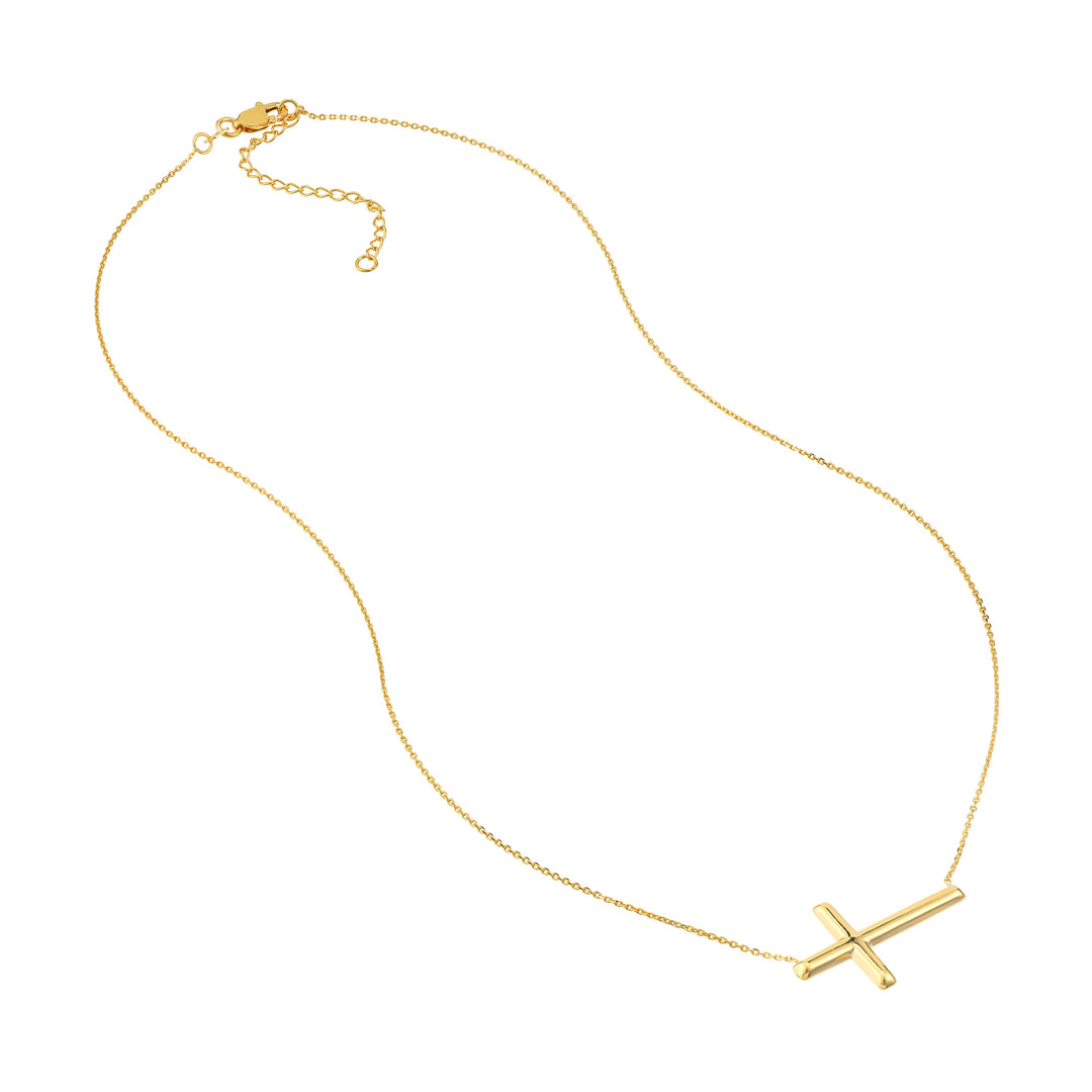 Large Sideways Cross Adjustable Necklace