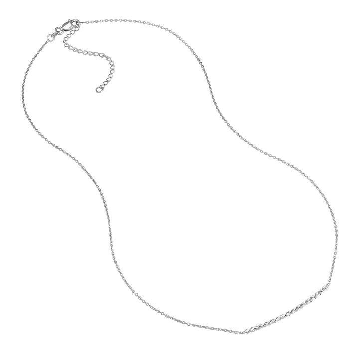 Sterling Silver Curved Diamond-Cut Bar Adjustable Necklace