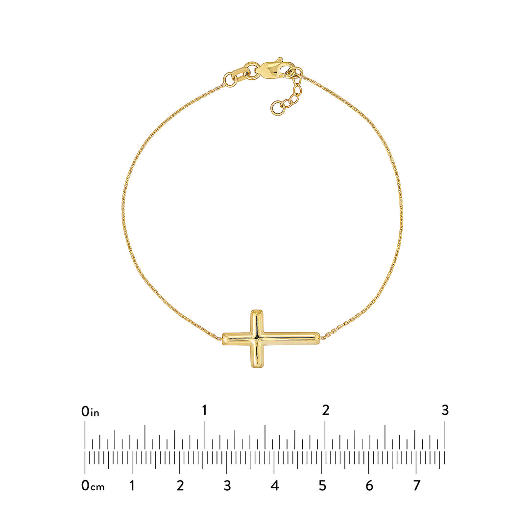 Sideways Cross on Chain Adj. Bracelet