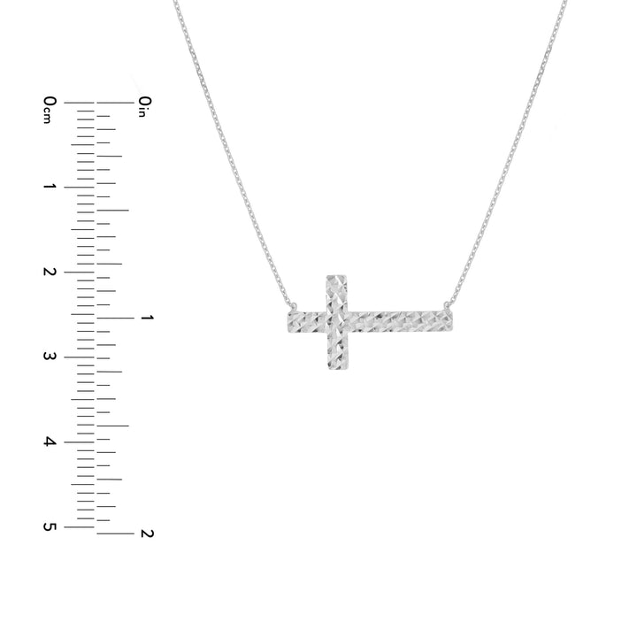 Diamond-Cut Sideways Cross Adj. Necklace