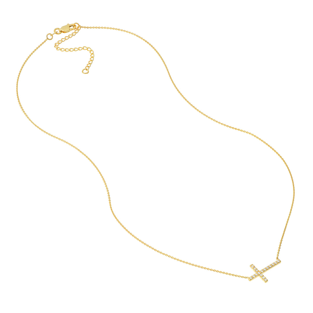 Sideways Cross Necklace with 1/5tcw Diamond