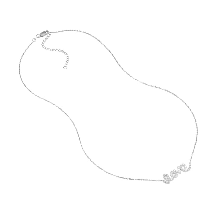Plated Sterling Silver CZ Script Love Necklace