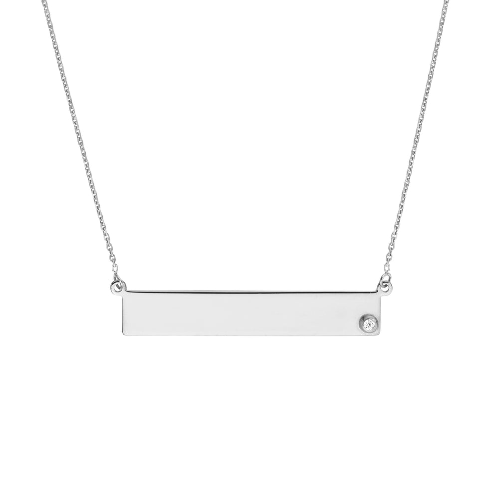 Bar Necklace in Plated Sterling Silver with CZ