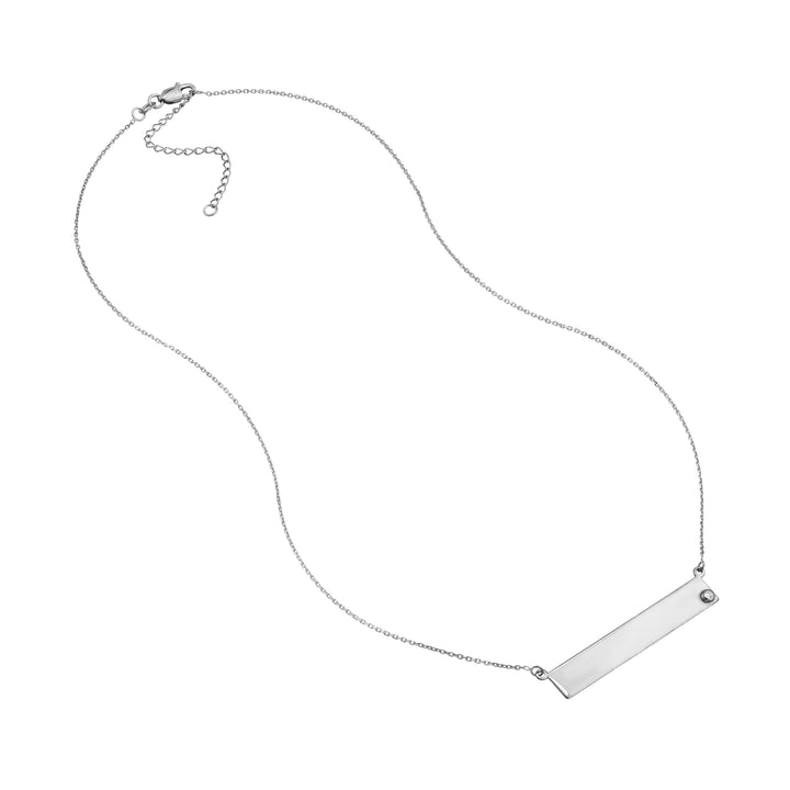 Bar Necklace in Plated Sterling Silver with CZ
