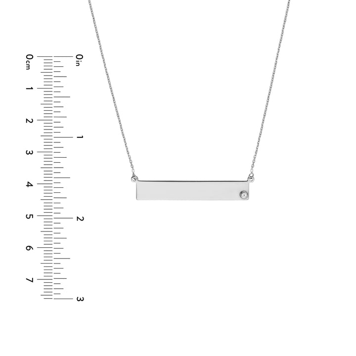 Bar Necklace in Plated Sterling Silver with CZ